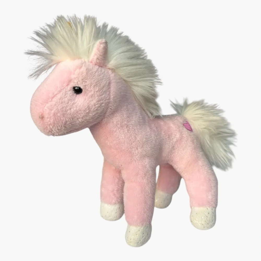 Douglas Pink Heart Plush Unicorn 7.5” Small Stuffed Horse Toy